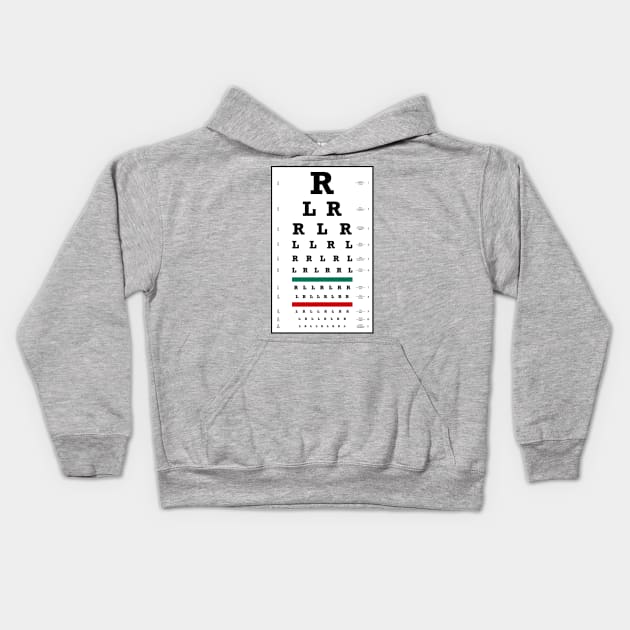 Drummers Eye Chart Kids Hoodie by hobrath